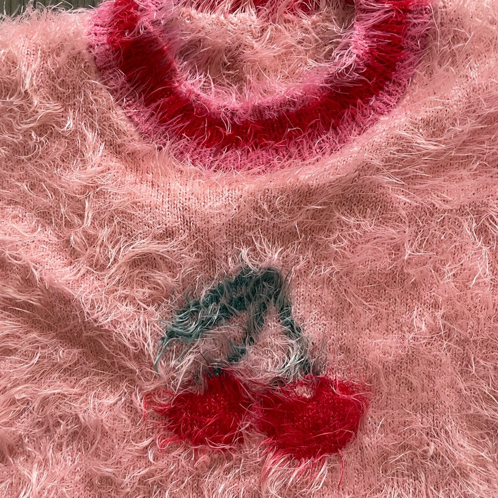 Fuzzy Pink Cherry Sweater - Picture 2 of 4